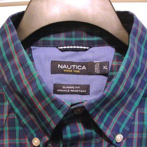 Nautica LS XL Wrinkle Resistant Blue Green Red.